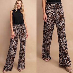 Leopard Lounge Wide Leg Pants